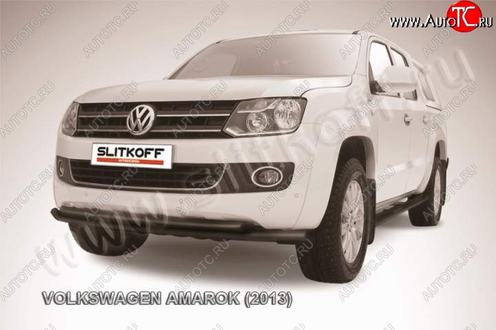 12 599 р. Защита переднего бампер Slitkoff  Volkswagen Amarok (2009-2016) (Цвет: серебристый)  с доставкой в г. Санкт‑Петербург