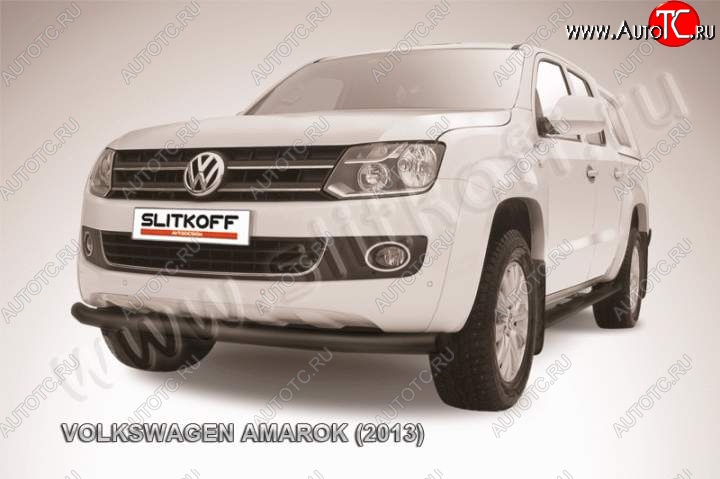 10 399 р. Защита переднего бампер Slitkoff Volkswagen Amarok дорестайлинг (2009-2016) (Цвет: серебристый)  с доставкой в г. Санкт‑Петербург