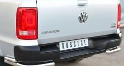 Защита заднего бампера (Ø63 и 42 мм, нержавейка) SLITKOFF Volkswagen (Волксваген) Amarok (Амарок) (2009-2016) дорестайлинг