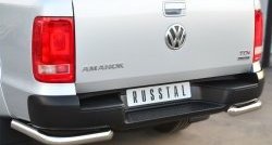 18 349 р. Одинарная защита заднего бампера из трубы диаметром 63 мм SLITKOFF Volkswagen Amarok дорестайлинг (2009-2016)  с доставкой в г. Санкт‑Петербург. Увеличить фотографию 2