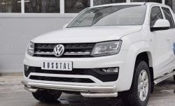 18 799 р. Защита переднего бампера (Ø63 мм с углами, нержавейка) Russtal Volkswagen Amarok рестайлинг (2016-2022)  с доставкой в г. Санкт‑Петербург. Увеличить фотографию 4