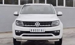 18 799 р. Защита переднего бампера (Ø63 мм с углами, нержавейка) Russtal Volkswagen Amarok рестайлинг (2016-2022)  с доставкой в г. Санкт‑Петербург. Увеличить фотографию 1