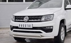 21 899 р. Защита переднего бампера (2 трубыØ63 и 75х42 мм, нержавейка) Russtal Volkswagen Amarok рестайлинг (2016-2022)  с доставкой в г. Санкт‑Петербург. Увеличить фотографию 3