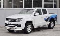 21 899 р. Защита переднего бампера (2 трубыØ76 и 63 мм, нержавейка) Russtal Volkswagen Amarok рестайлинг (2016-2022)  с доставкой в г. Санкт‑Петербург. Увеличить фотографию 2