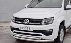 21 899 р. Защита переднего бампера (2 трубыØ76 и 63 мм, нержавейка) Russtal Volkswagen Amarok рестайлинг (2016-2022)  с доставкой в г. Санкт‑Петербург. Увеличить фотографию 3