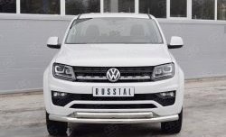 21 899 р. Защита переднего бампера (2 трубыØ76 и 63 мм, нержавейка) Russtal Volkswagen Amarok рестайлинг (2016-2022)  с доставкой в г. Санкт‑Петербург. Увеличить фотографию 1