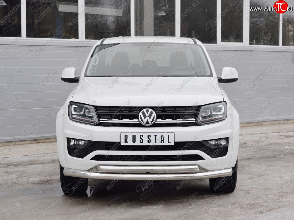 21 899 р. Защита переднего бампера (2 трубыØ76 и 63 мм, нержавейка) Russtal Volkswagen Amarok рестайлинг (2016-2022)  с доставкой в г. Санкт‑Петербург