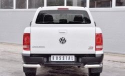 Защита заднего бампера (2 трубы Ø76 и 42 мм уголки, нержавейка) Russtal Volkswagen Amarok рестайлинг (2016-2022)