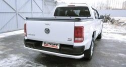 17 599 р. Защита заднего бампера из трубы диаметром 76 мм Slitkoff  Volkswagen Amarok (2016-2022) рестайлинг (Цвет: нержавеющая полированная сталь)  с доставкой в г. Санкт‑Петербург. Увеличить фотографию 1