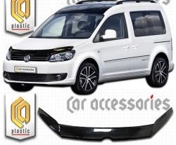 2 799 р. Дефлектор капота (левый руль) CA-Plastic  Volkswagen Caddy  2K (2010-2015) рестайлинг (Classic черный, Без надписи)  с доставкой в г. Санкт‑Петербург. Увеличить фотографию 1