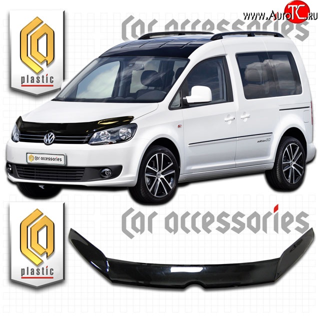 2 799 р. Дефлектор капота (левый руль) CA-Plastic  Volkswagen Caddy  2K (2010-2015) рестайлинг (Classic черный, Без надписи)  с доставкой в г. Санкт‑Петербург