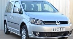 14 849 р. Защита порогов из круглой трубы диаметром 63 мм (рестайлинг) Russtal Volkswagen Caddy 2K дорестайлинг (2003-2010) (Защита порогов с со скосами на торцах (вариант 1))  с доставкой в г. Санкт‑Петербург. Увеличить фотографию 4