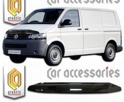 2 799 р. Дефлектор капота CA Plastic  Volkswagen Caravelle  T5 (2009-2015) (Classic черный, Без надписи)  с доставкой в г. Санкт‑Петербург. Увеличить фотографию 1