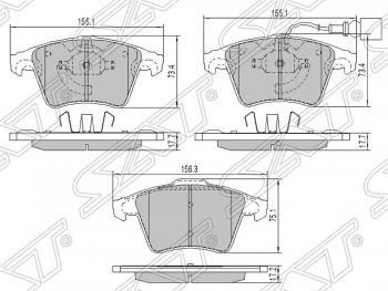 1 549 р. Колодки тормозные SAT (передние)  Volkswagen Caravelle  T5 - Transporter  T5  с доставкой в г. Санкт‑Петербург. Увеличить фотографию 1