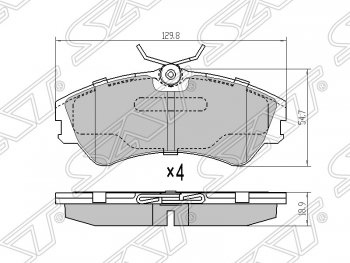 1 349 р. Колодки тормозные SAT (передние) Volkswagen Caravelle T4 рестайлинг (1995-2003)  с доставкой в г. Санкт‑Петербург. Увеличить фотографию 1