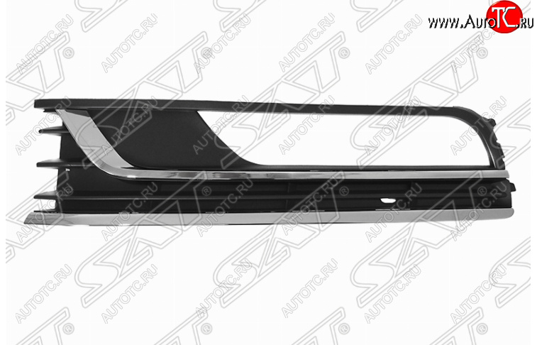 1 639 р. Левая решетка в передний бампер SAT (под ПТФ, 2 хром полосы) Volkswagen Passat B7 седан (2010-2015)  с доставкой в г. Санкт‑Петербург