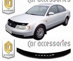 1 799 р. Дефлектор капота CA Plastic  Volkswagen Passat  B5 (1996-2000) (Classic черный, Без надписи)  с доставкой в г. Санкт‑Петербург. Увеличить фотографию 1