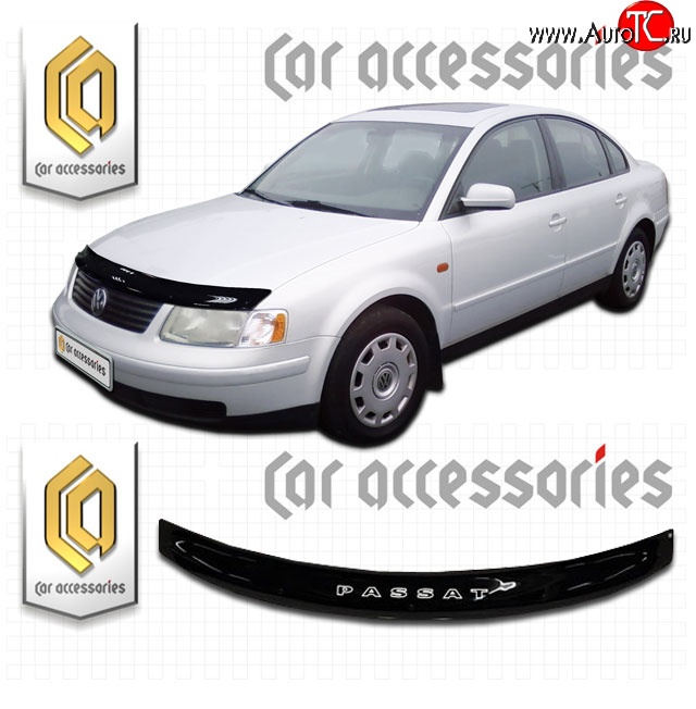 1 999 р. Дефлектор капота CA Plastic  Volkswagen Passat  B5 (1996-2000) седан дорестайлинг, универсал дорестайлинг (Classic черный, Без надписи)  с доставкой в г. Санкт‑Петербург