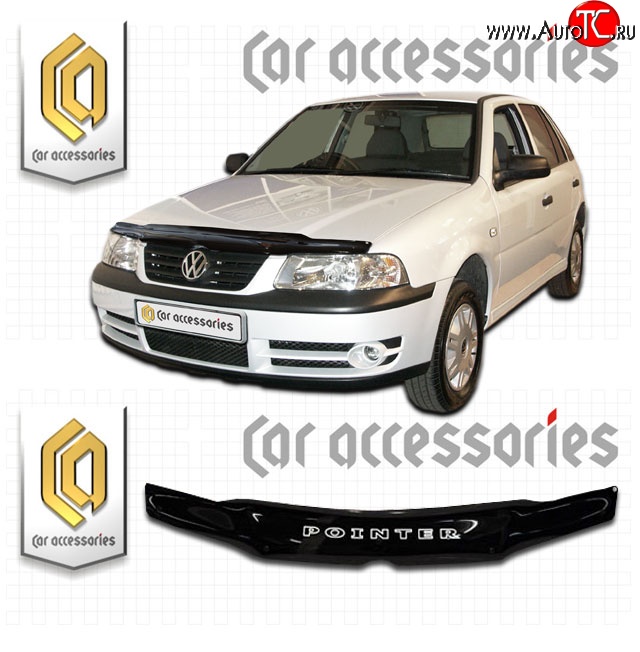 1 999 р. Дефлектор капота CA Plastic  Volkswagen Pointer (2006-2009) (Classic черный, Без надписи)  с доставкой в г. Санкт‑Петербург