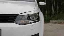 679 р. Реснички RA на фары  Volkswagen Polo  5 (2009-2020) седан дорестайлинг, хэтчбек дорестайлинг, седан рестайлинг (Неокрашенные)  с доставкой в г. Санкт‑Петербург. Увеличить фотографию 2