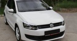 679 р. Реснички RA на фары  Volkswagen Polo  5 (2009-2020) седан дорестайлинг, хэтчбек дорестайлинг, седан рестайлинг (Неокрашенные)  с доставкой в г. Санкт‑Петербург. Увеличить фотографию 1