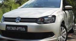 1 259 р. Реснички на фары RA  Volkswagen Polo  5 (2009-2015) хэтчбек дорестайлинг (Неокрашенные)  с доставкой в г. Санкт‑Петербург. Увеличить фотографию 2