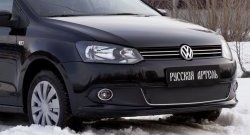 Зимняя заглушка решетки переднего бампера РА (Highline) Volkswagen Polo 5 седан дорестайлинг (2009-2015)