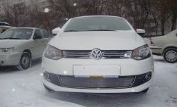 Сетка на бампер Russtal (хром) Volkswagen Polo 5 хэтчбек рестайлинг (2015-2020)