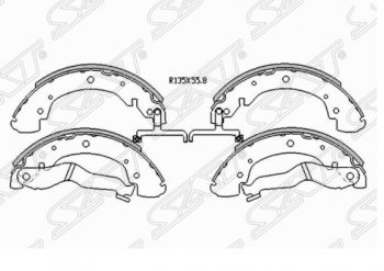 2 159 р. Комплект задних тормозных колодок SAT Volkswagen Caravelle T4 рестайлинг (1995-2003)  с доставкой в г. Санкт‑Петербург. Увеличить фотографию 1
