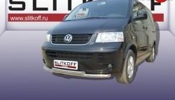 12 799 р. Двойная защита переднего бампера из труб диаметрами по 57 мм Slitkoff  Volkswagen Transporter  T5 (2003-2009) (Цвет: нержавеющая полированная сталь)  с доставкой в г. Санкт‑Петербург. Увеличить фотографию 1