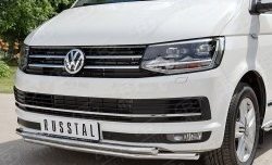 15 649 р. Защита переднего бампера (2 трубыØ42 мм, нержавейка) Russtal Volkswagen Caravelle T6 дорестайлинг (2015-2019)  с доставкой в г. Санкт‑Петербург. Увеличить фотографию 3