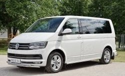 Защита переднего бампера (2 трубыØ42 мм, нержавейка) Russtal Volkswagen Caravelle T6 дорестайлинг (2015-2019)