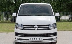 11 999 р. Защита переднего бампера (Ø63 мм, нержавейка) Russtal Volkswagen Caravelle T6 дорестайлинг (2015-2019)  с доставкой в г. Санкт‑Петербург. Увеличить фотографию 1