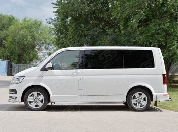 13 999 р. Правая защита порога SLITKOFF из круглой трубы диаметром 63 мм SLITKOFF Volkswagen Caravelle T6 дорестайлинг (2015-2019)  с доставкой в г. Санкт‑Петербург. Увеличить фотографию 2