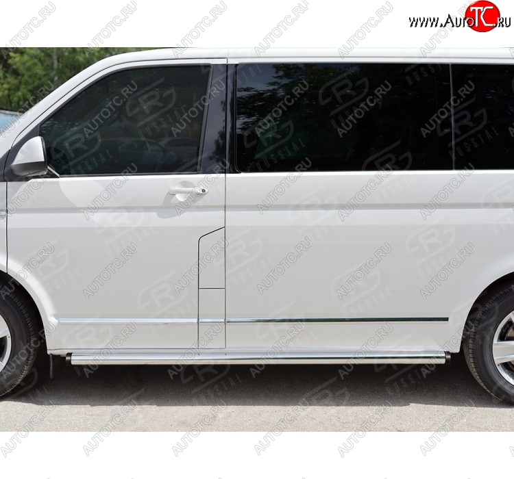 13 999 р. Правая защита порога SLITKOFF из круглой трубы диаметром 63 мм SLITKOFF Volkswagen Caravelle T6 дорестайлинг (2015-2019)  с доставкой в г. Санкт‑Петербург