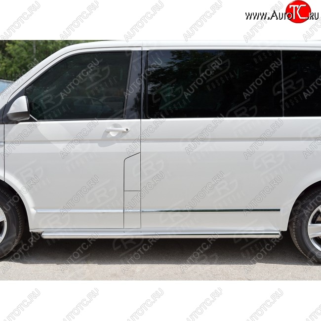 14 999 р. Правая защита порогов SLITKOFF из круглой трубы диаметром 63 мм v3 Volkswagen Caravelle T6 дорестайлинг (2015-2019)  с доставкой в г. Санкт‑Петербург