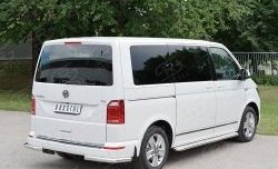 Защита заднего бампера (Ø63 мм уголки, нержавейка, длинная база) Russtal Volkswagen Caravelle T6 дорестайлинг (2015-2019)