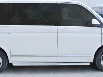 15 999 р. Левая широкая защита порогов с трубой диаметром 42 мм SLITKOFF Volkswagen Transporter T6 дорестайлинг (2015-2019)  с доставкой в г. Санкт‑Петербург. Увеличить фотографию 2