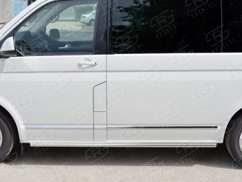 13 349 р. Правая защита порогов SLITKOFF из круглой трубы d63 мм Volkswagen Transporter T6 дорестайлинг (2015-2019)  с доставкой в г. Санкт‑Петербург. Увеличить фотографию 2