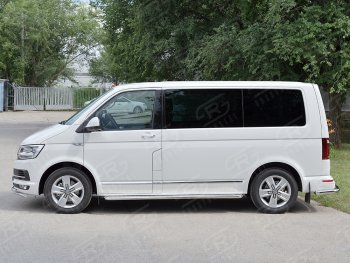 15 999 р. Правая широкая защита порогов SLITKOFF из круглой трубы d63 мм v2 Volkswagen Transporter T6 дорестайлинг (2015-2019)  с доставкой в г. Санкт‑Петербург. Увеличить фотографию 2