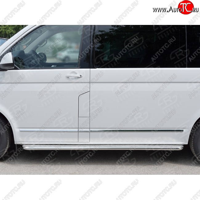 15 999 р. Правая широкая защита порогов SLITKOFF из круглой трубы d63 мм v2 Volkswagen Transporter T6 дорестайлинг (2015-2019)  с доставкой в г. Санкт‑Петербург