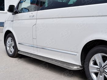 25 549 р. Правая защита порогов SLITKOFF из круглой трубы d63 мм v3 Volkswagen Transporter T6 дорестайлинг (2015-2019)  с доставкой в г. Санкт‑Петербург. Увеличить фотографию 2