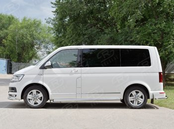 13 999 р. Правая защита порогов SLITKOFF из круглой трубы d63 мм v2 Volkswagen Transporter T6 дорестайлинг (2015-2019)  с доставкой в г. Санкт‑Петербург. Увеличить фотографию 2