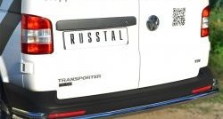 21 349 р. Защита заднего бампера (Ø63 и 42 мм с уголками, нержавейка) SLITKOFF Volkswagen Transporter T5 рестайлинг (2009-2015)  с доставкой в г. Санкт‑Петербург. Увеличить фотографию 2