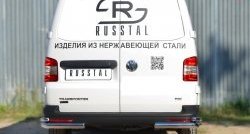 Защита заднего бампера (2 трубы Ø63 и 42 мм уголки, нержавейка) Russtal Volkswagen Transporter T5 дорестайлинг (2003-2009)