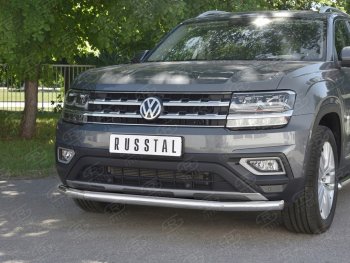 12 499 р. Защита переднего бампера (Ø63 мм, нержавейка) Russtal Volkswagen Teramont CA1 дорестайлинг (2016-2020)  с доставкой в г. Санкт‑Петербург. Увеличить фотографию 4