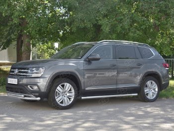 16 699 р. Защита переднего бампера (2 трубы Ø63 и 42 мм, нержавейка) Russtal Volkswagen Teramont CA1 дорестайлинг (2016-2020)  с доставкой в г. Санкт‑Петербург. Увеличить фотографию 2