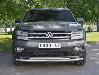 16 699 р. Защита переднего бампера (2 трубы Ø63 и 42 мм, нержавейка) Russtal  Volkswagen Teramont  CA1 (2016-2020) дорестайлинг  с доставкой в г. Санкт‑Петербург. Увеличить фотографию 1