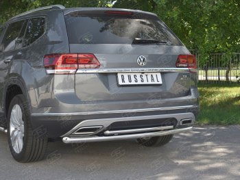 16 999 р. Защита заднего бампера (2 трубы Ø63 и 42 мм, нержавейка) SLITKOFF  Volkswagen Teramont  CA1 (2016-2020) дорестайлинг  с доставкой в г. Санкт‑Петербург. Увеличить фотографию 4