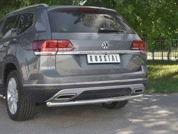 11 999 р. Защита заднего бампера (Ø63 мм, нержавейка) Russtal Volkswagen Teramont CA1 дорестайлинг (2016-2020)  с доставкой в г. Санкт‑Петербург. Увеличить фотографию 4